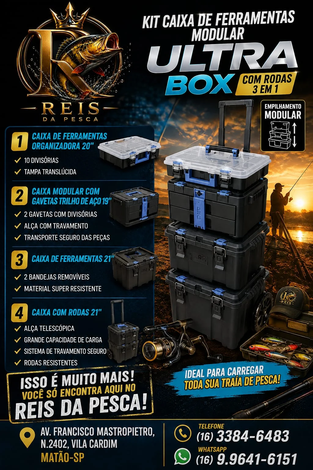 Kit de caixas de ferramentas modulares